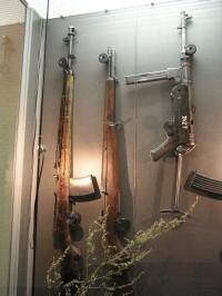 
Kalashnikov Weapons Museum. AVS (automatic rifle of Simonov), M1 Garand, and MP-40

 