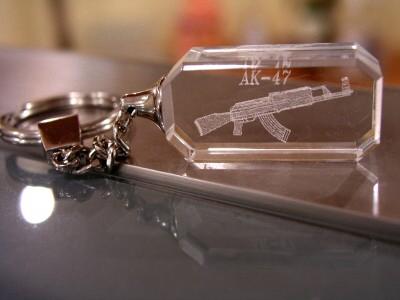 

Museum of Kalashnikov: AK-47 key chain made of high quality optical glass, limited edition.

